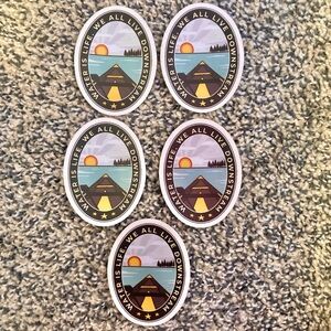 Lot 5 We All Live Downstream Water Is Life Sticker Canoe Boat Water Lake 2x2.5”